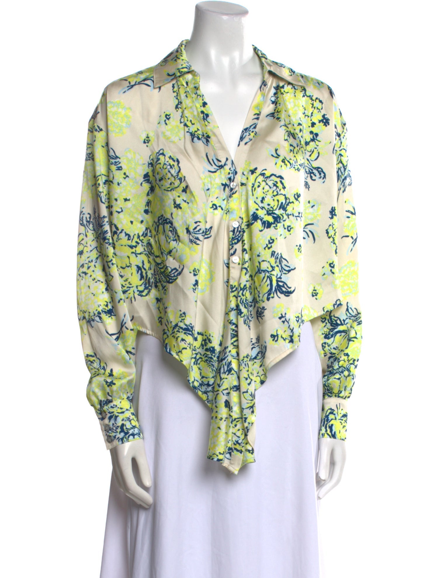 Cinq à Sept Floral Print V-Neck Blouse