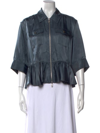 Cinq à Sept Three-Quarter Sleeve Button-Up Top