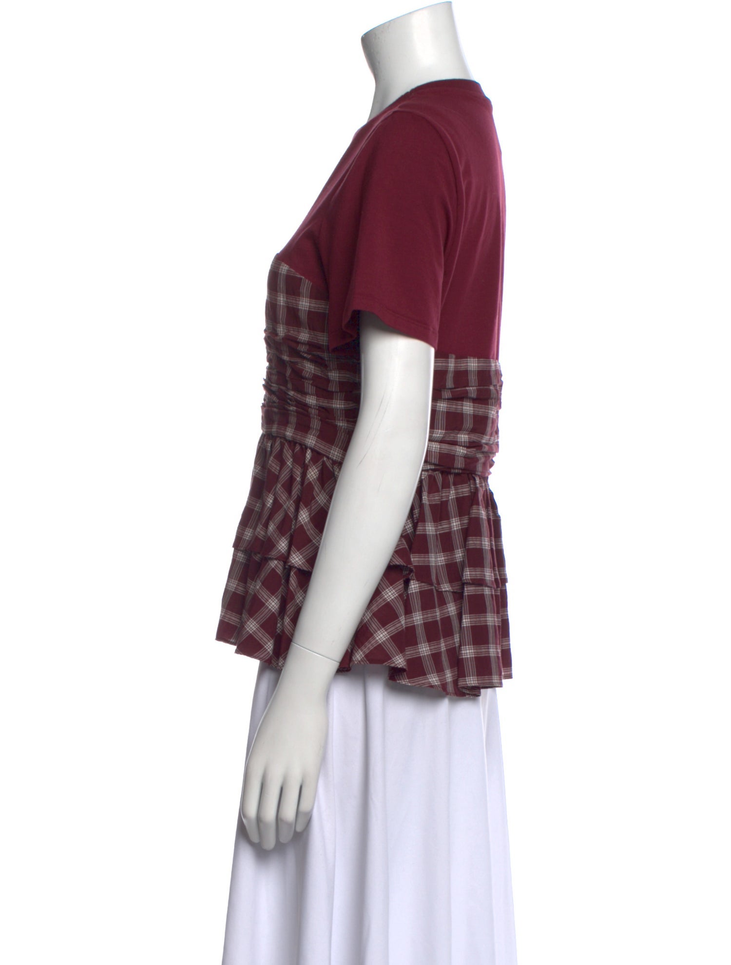 Cinq à Sept Plaid Print Crew Neck T-Shirt