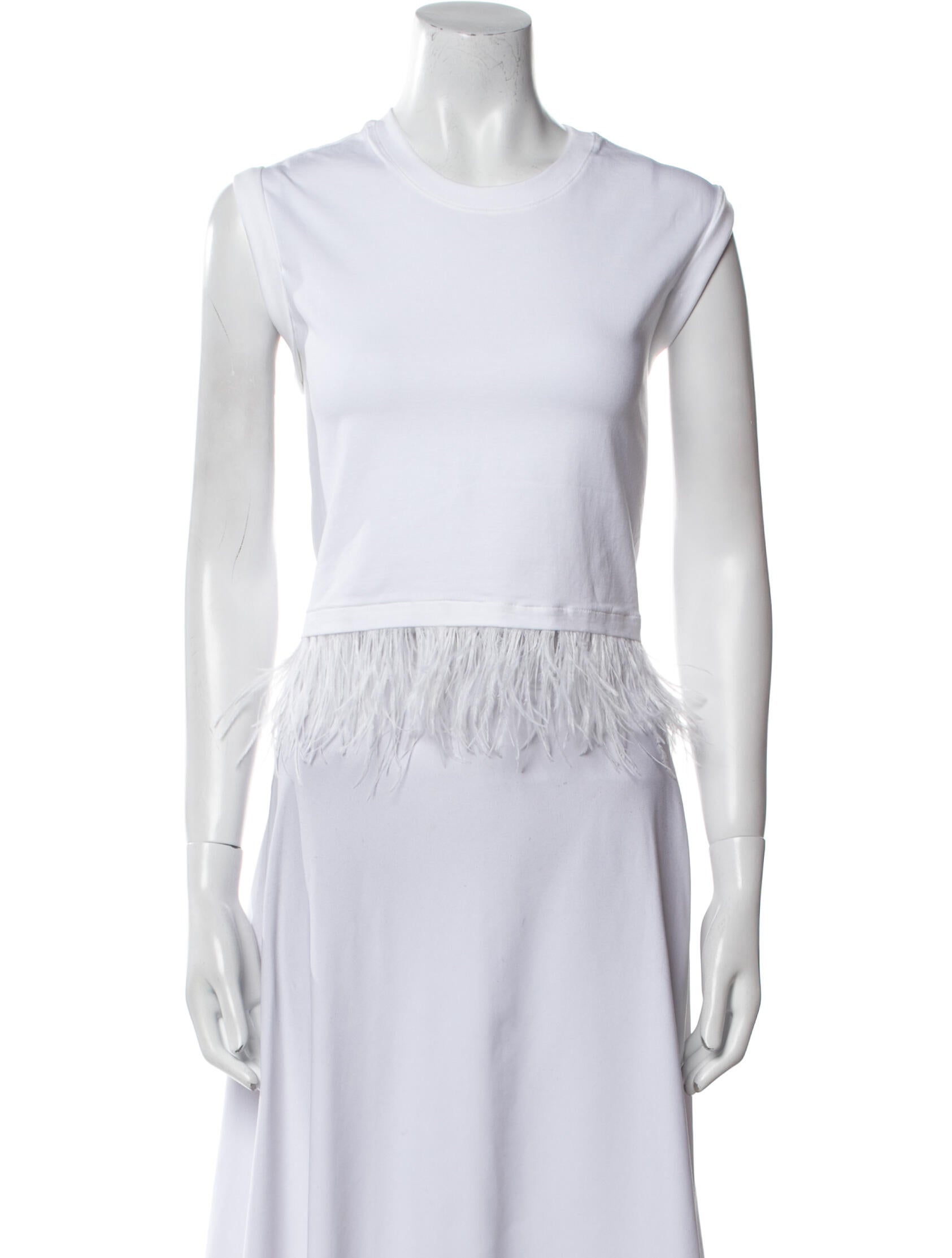 Cinq à Sept Crew Neck Sleeveless Crop Top