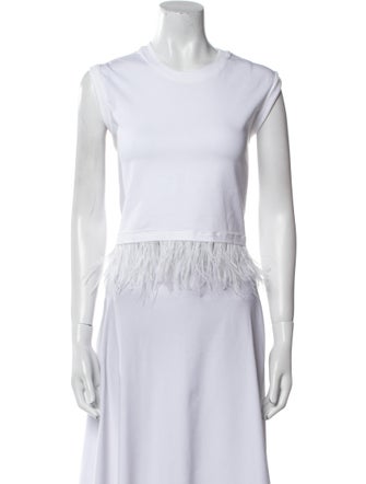 Cinq à Sept Crew Neck Sleeveless Crop Top