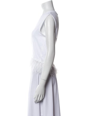 Cinq à Sept Crew Neck Sleeveless Crop Top