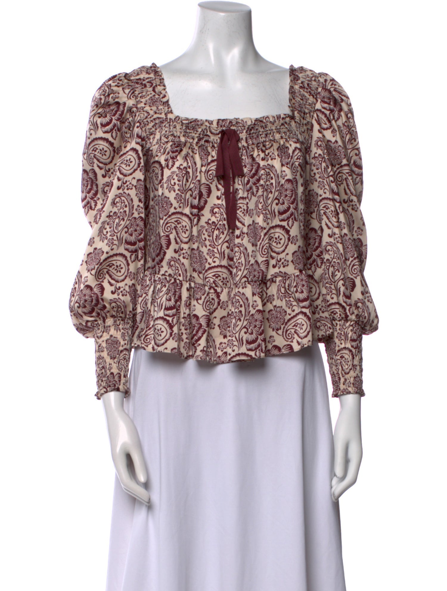 Cinq à Sept Printed Square Neckline Blouse