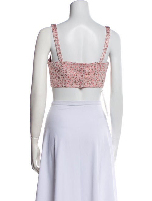 Cinq à Sept Floral Print Square Neckline Crop Top