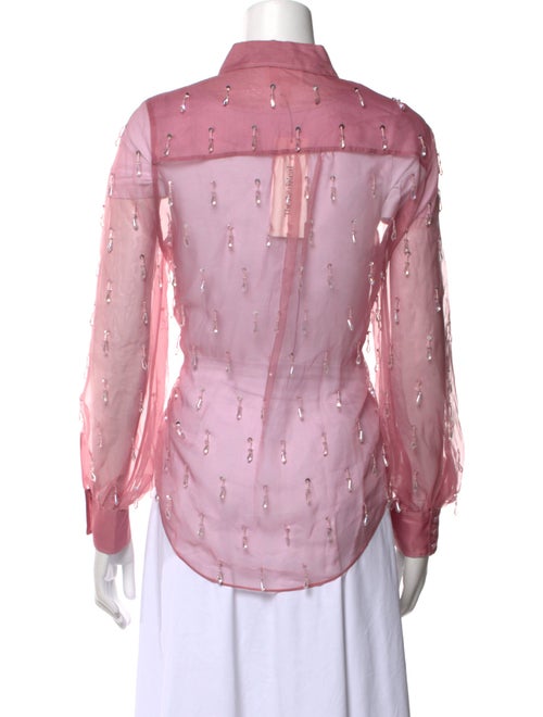 Cinq à Sept Floral Print Long Sleeve Button-Up Top