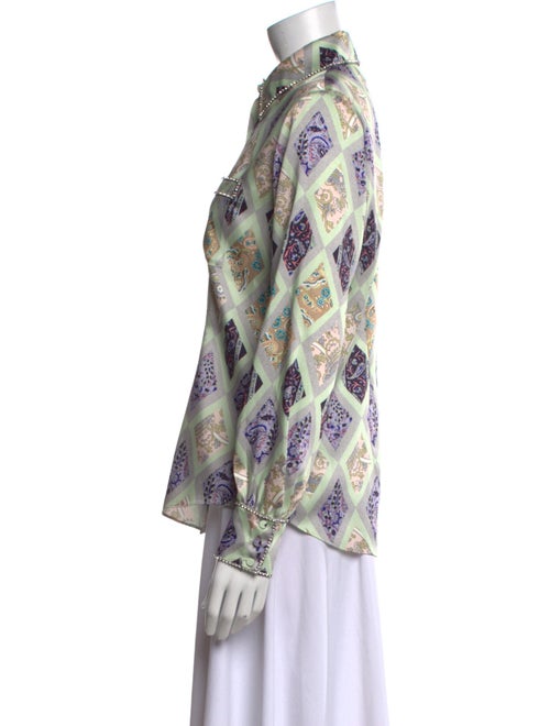 Cinq à Sept Paisley Print Long Sleeve Button-Up Top