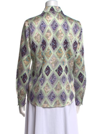 Cinq à Sept Paisley Print Long Sleeve Button-Up Top