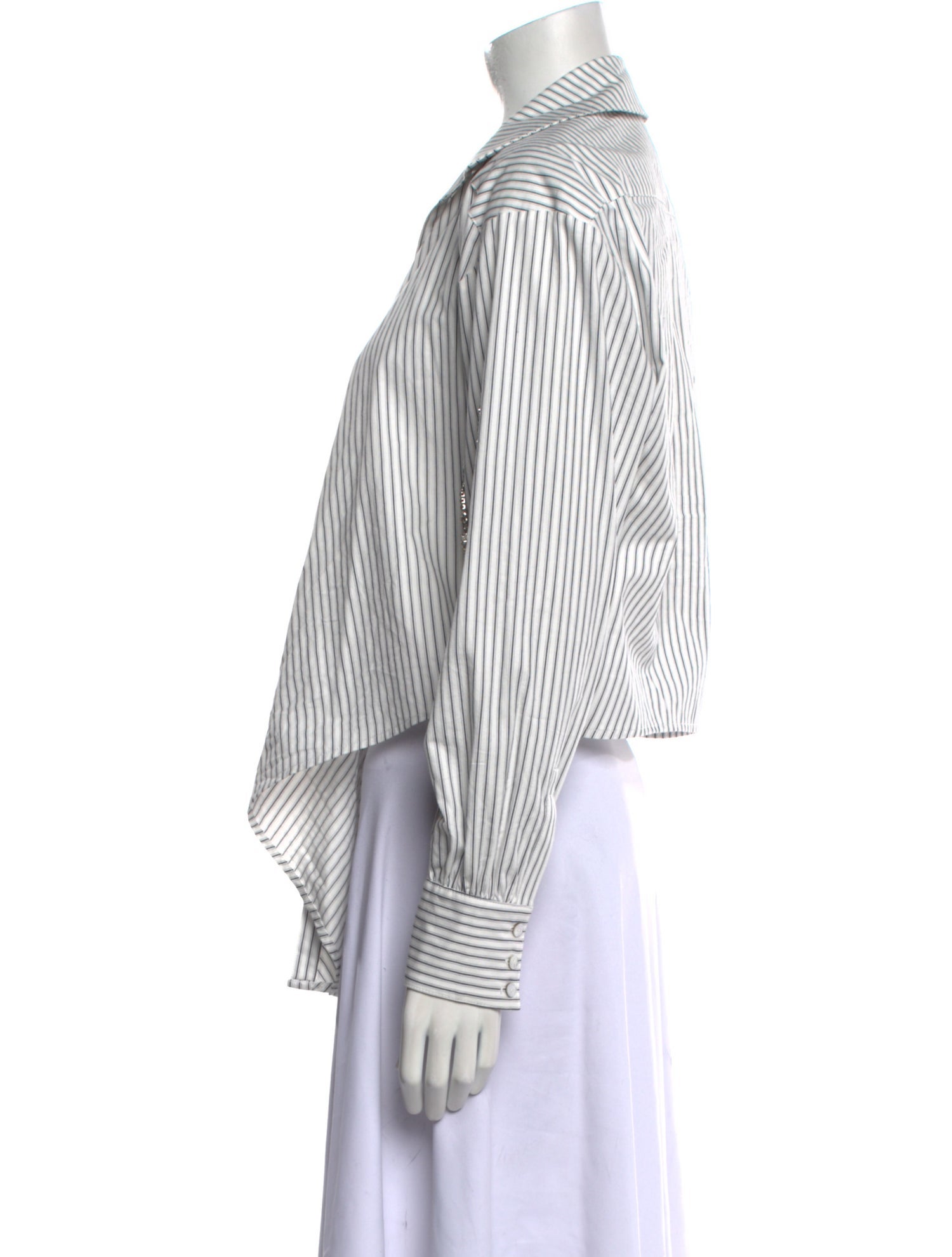 Cinq à Sept Striped Long Sleeve Button-Up Top