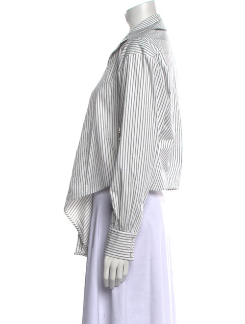 Cinq à Sept Striped Long Sleeve Button-Up Top