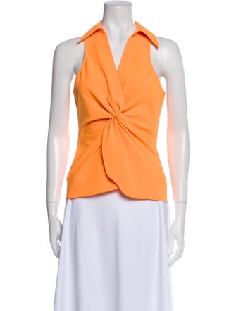 Cinq à Sept V-Neck Sleeveless Button-Up Top