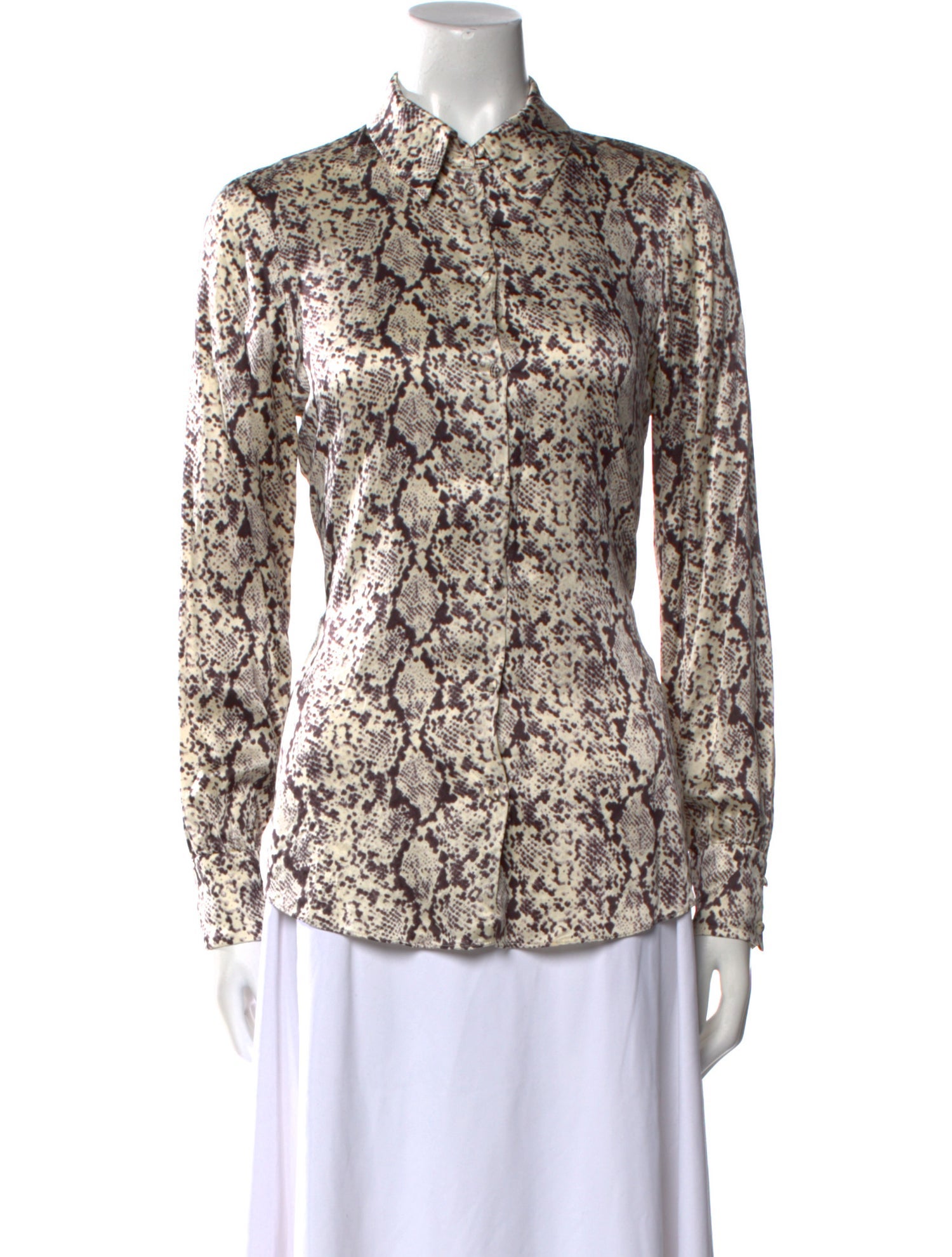 Cinq à Sept Silk Animal Print Button-Up Top