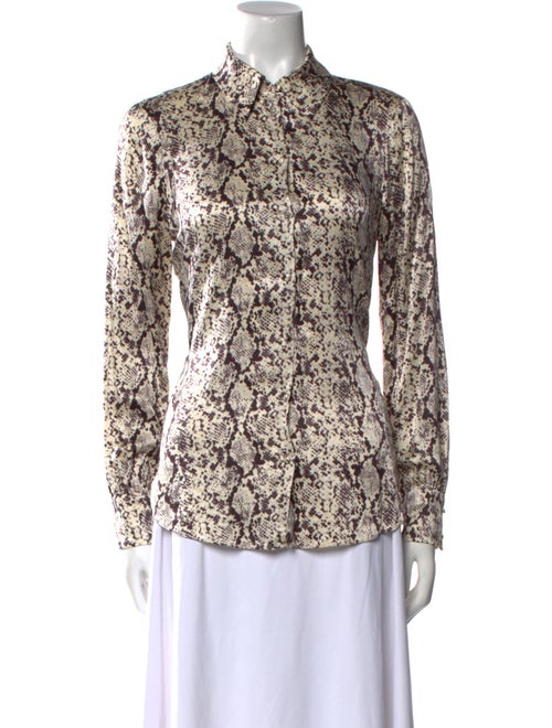 Cinq à Sept Silk Animal Print Button-Up Top