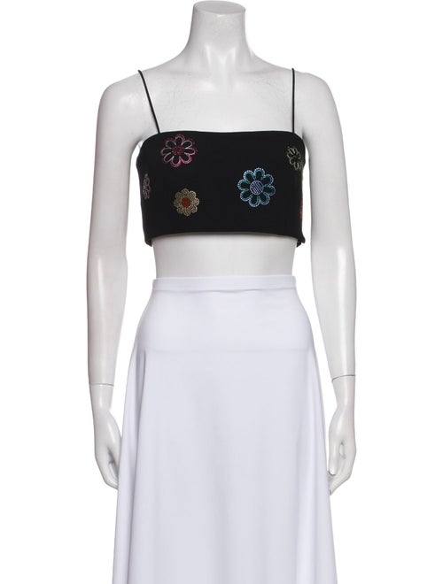 Cinq à Sept Printed Square Neckline Crop Top