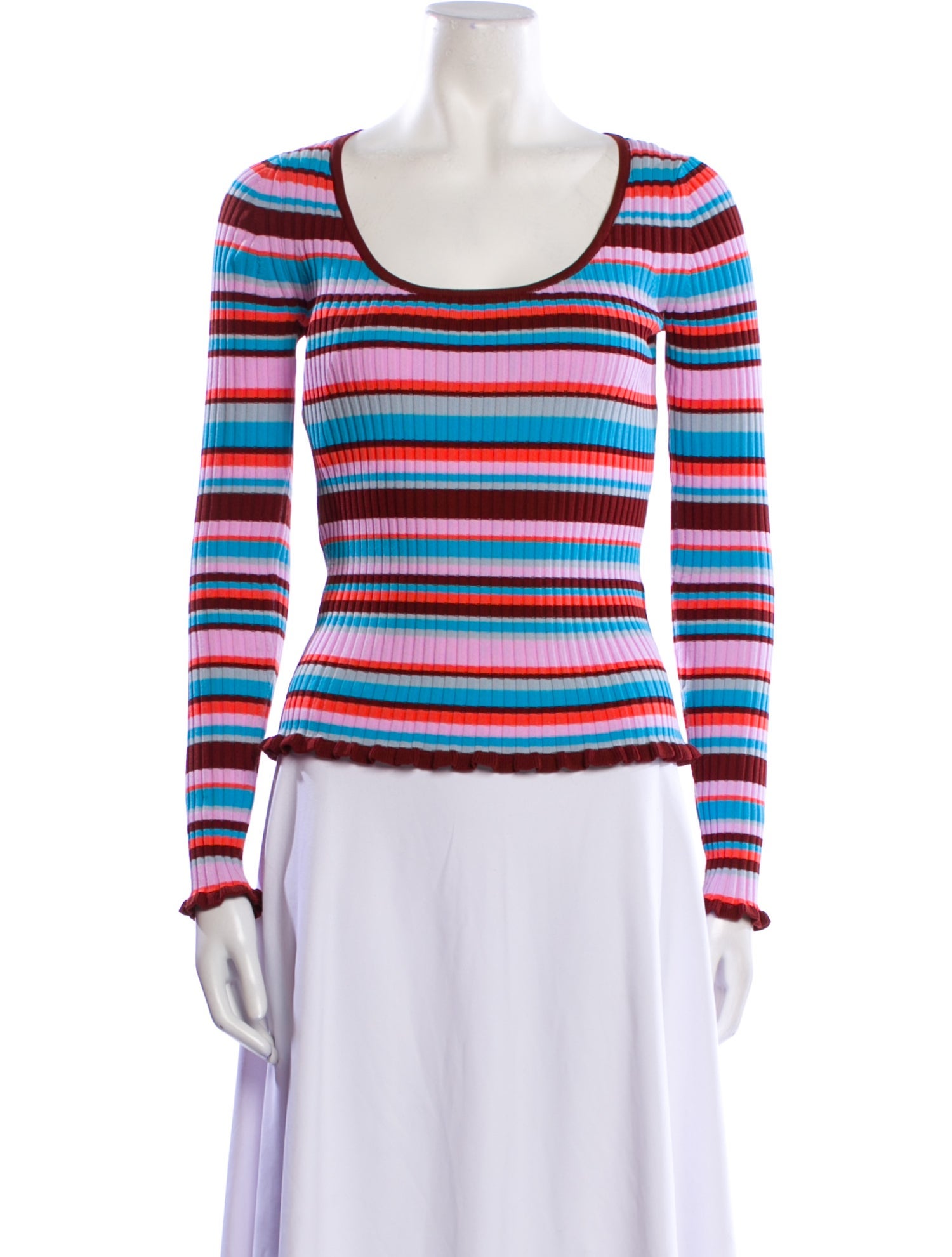 Cinq à Sept Striped Scoop Neck Sweater