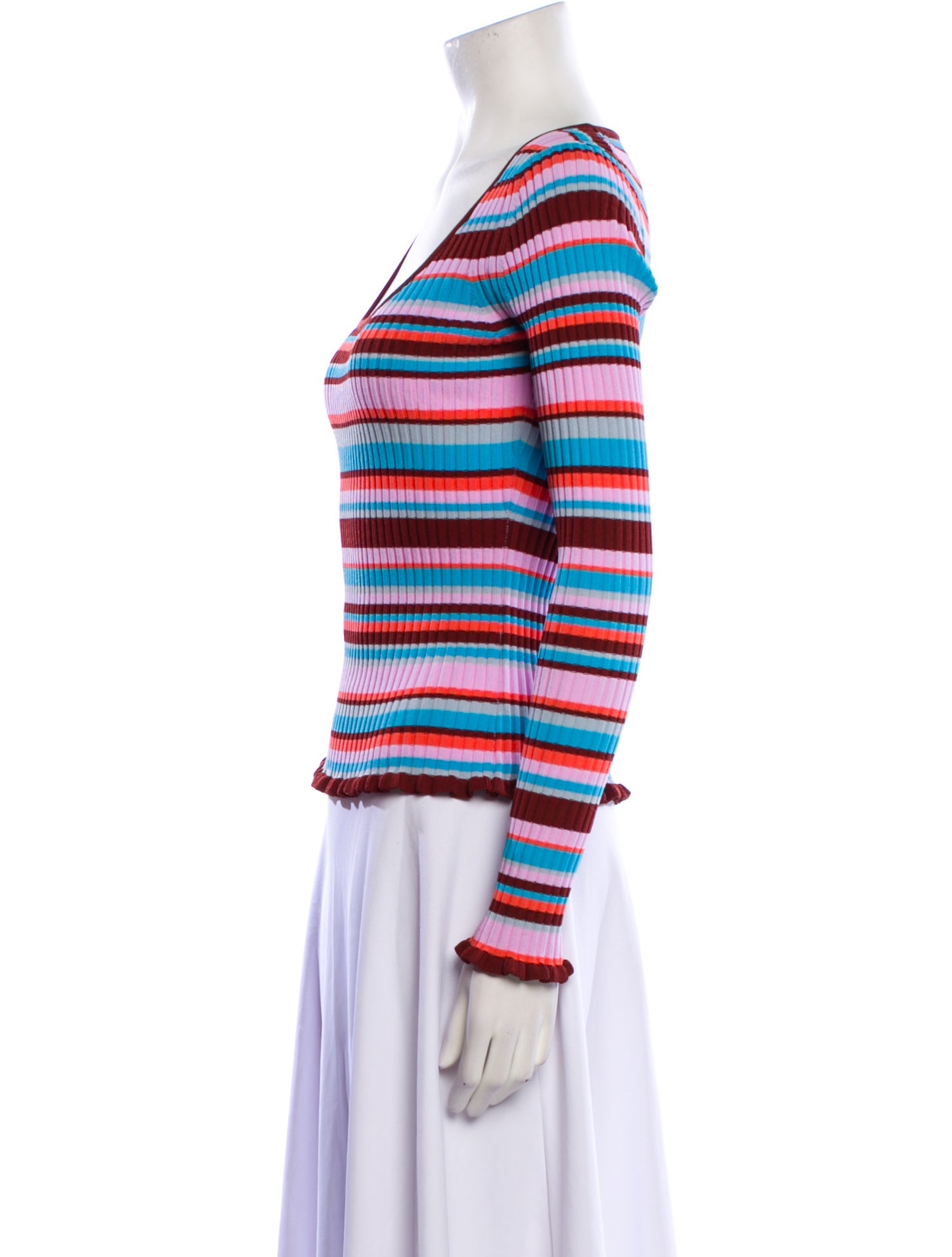 Cinq à Sept Striped Scoop Neck Sweater