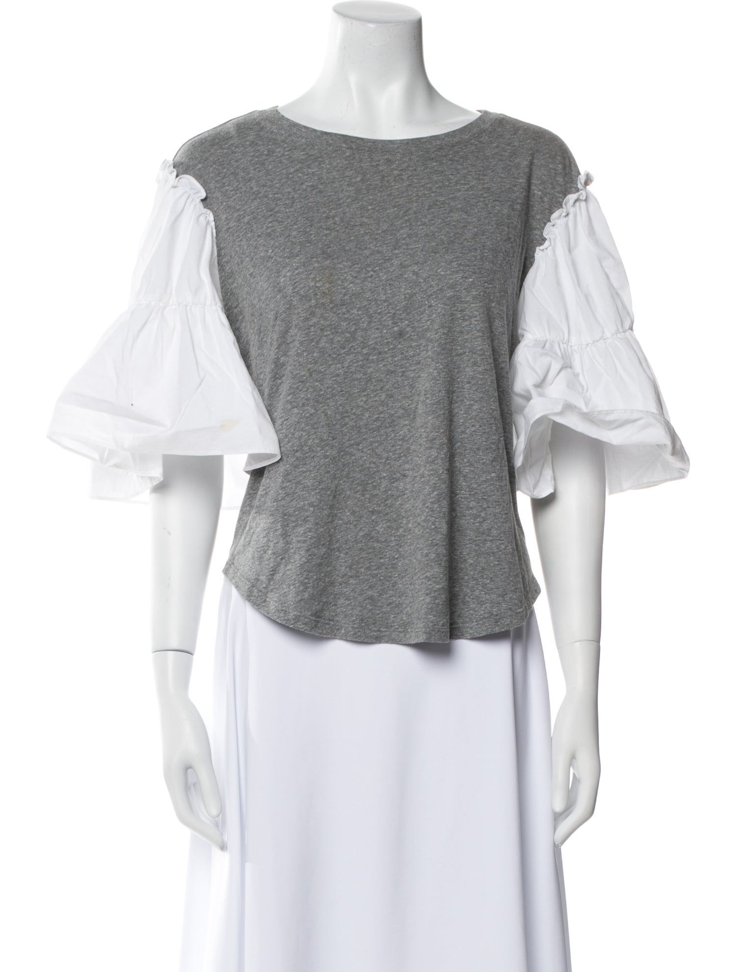 Cinq à Sept Bateau Neckline Three-Quarter Sleeve Crop Top