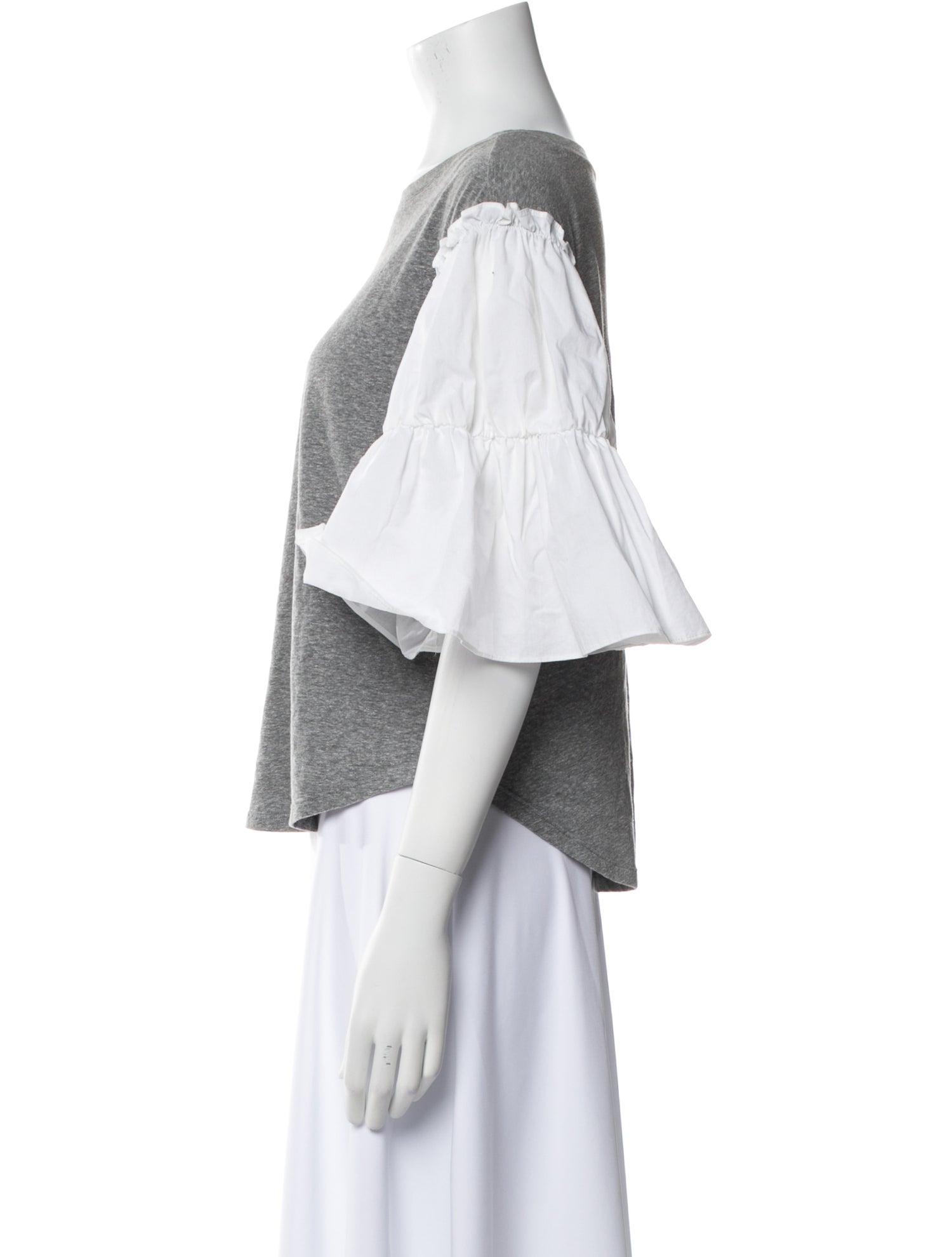 Cinq à Sept Bateau Neckline Three-Quarter Sleeve Crop Top