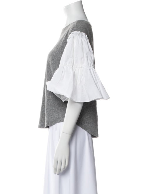 Cinq à Sept Bateau Neckline Three-Quarter Sleeve Crop Top