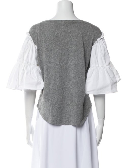 Cinq à Sept Bateau Neckline Three-Quarter Sleeve Crop Top