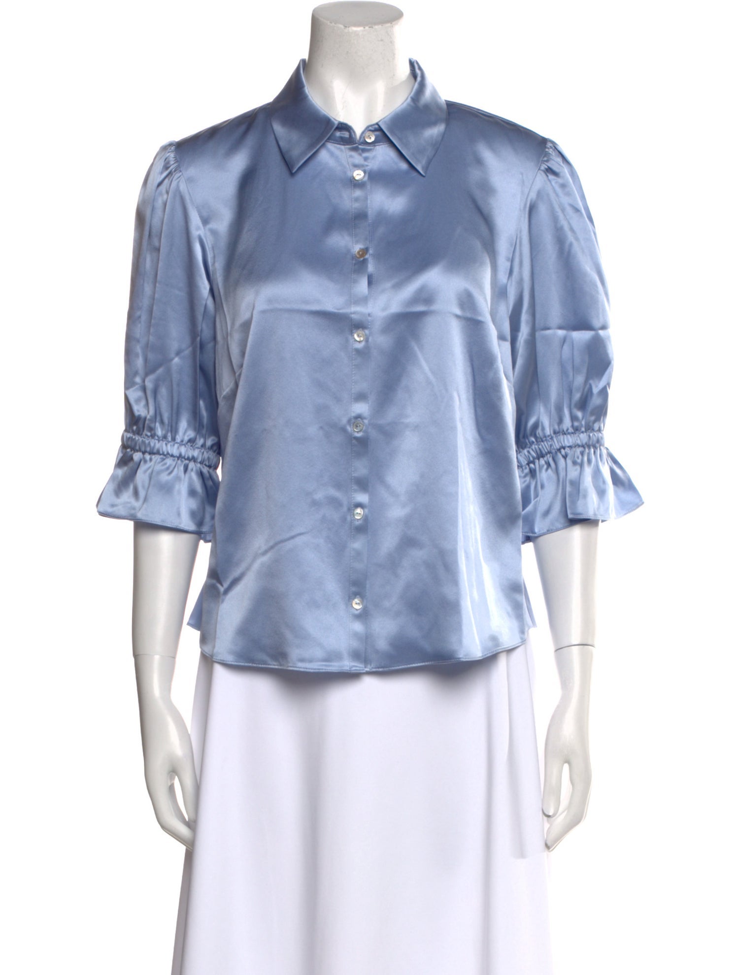 Cinq à Sept Silk Three-Quarter Sleeve Button-Up Top w/ Tags