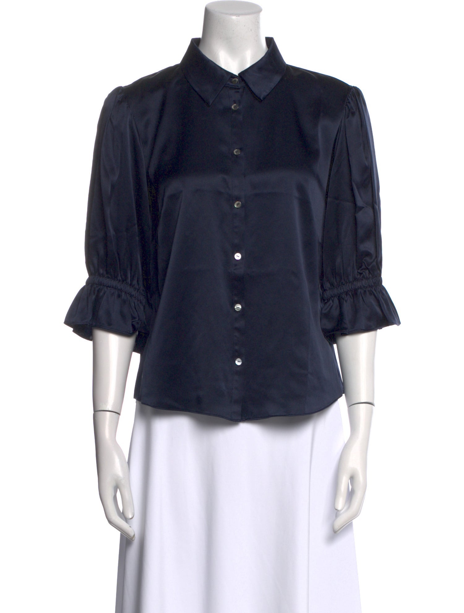 Cinq à Sept Silk Three-Quarter Sleeve Button-Up Top w/ Tags