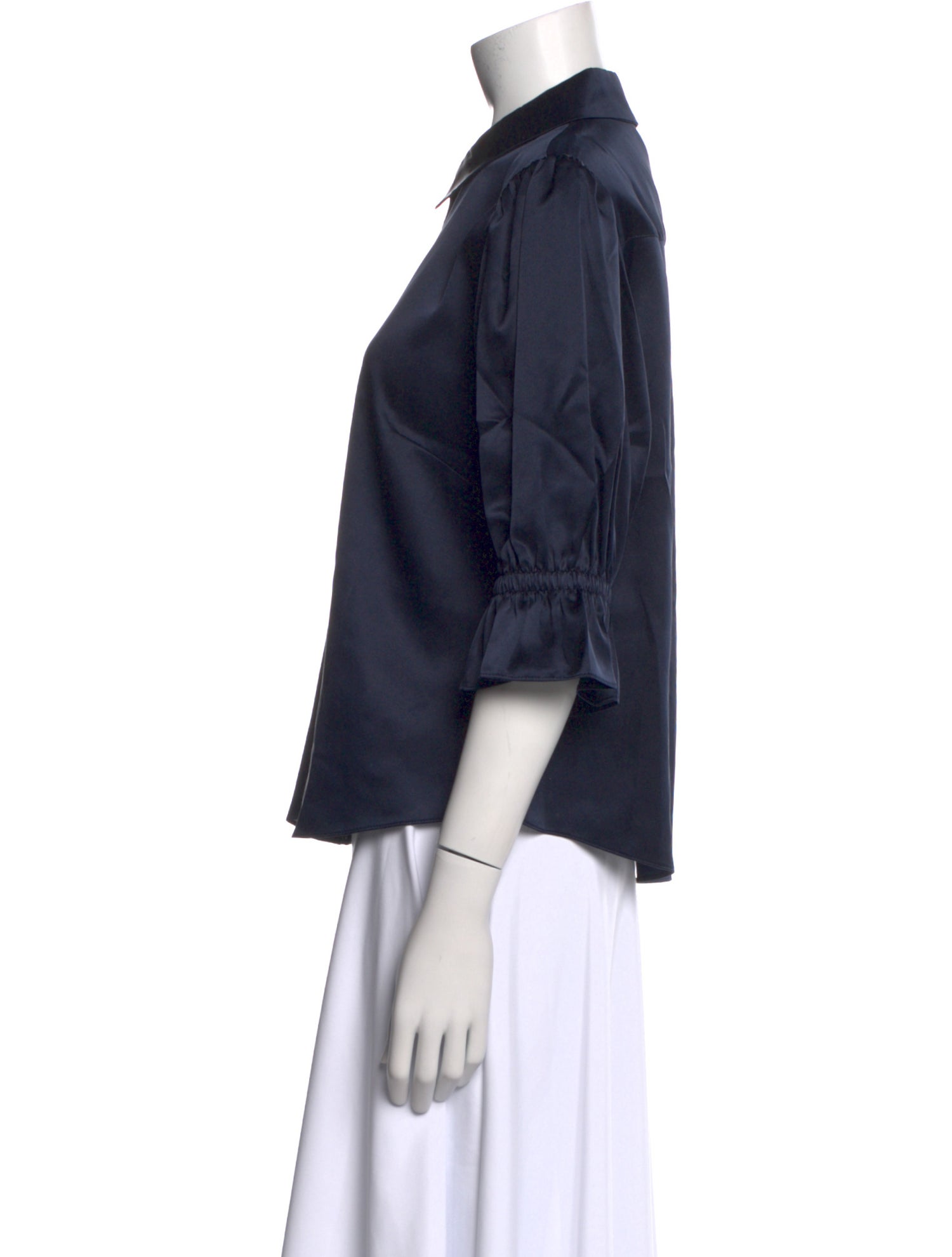 Cinq à Sept Silk Three-Quarter Sleeve Button-Up Top w/ Tags