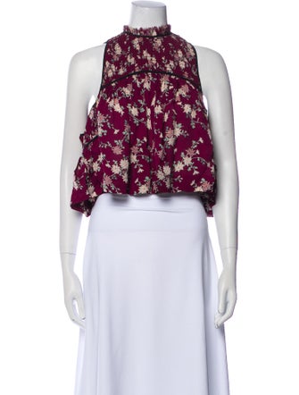 Cinq à Sept Silk Floral Print Crop Top