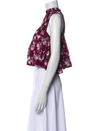 Cinq à Sept Silk Floral Print Crop Top