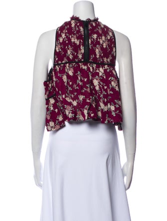 Cinq à Sept Silk Floral Print Crop Top