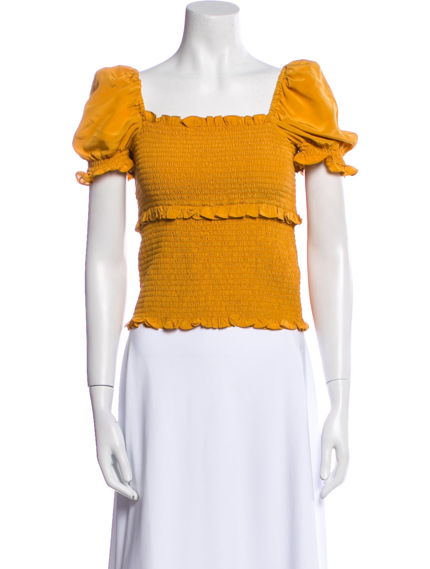 Cinq à Sept Silk Square Neckline Crop Top