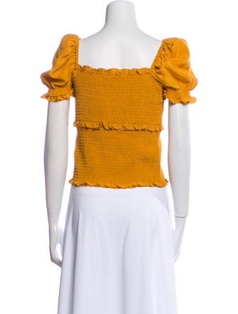 Cinq à Sept Silk Square Neckline Crop Top