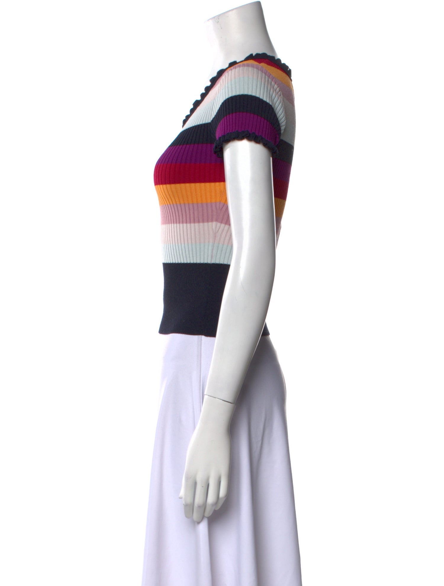 Cinq à Sept Striped Scoop Neck Crop Top