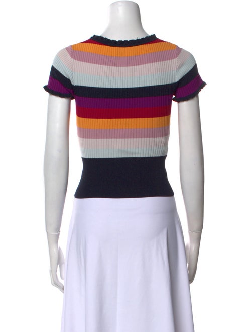 Cinq à Sept Striped Scoop Neck Crop Top