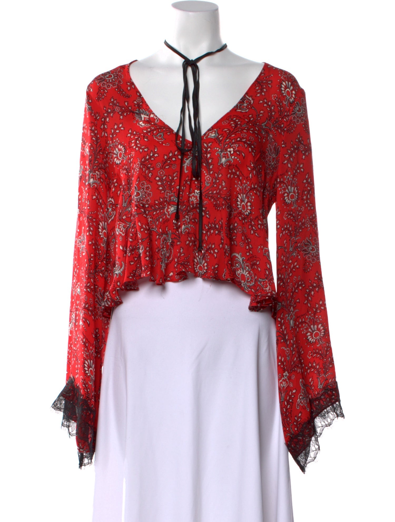 Cinq à Sept Silk Floral Print Crop Top