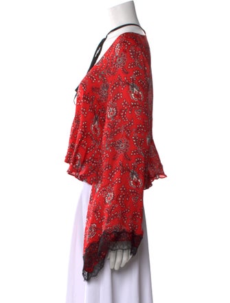 Cinq à Sept Silk Floral Print Crop Top