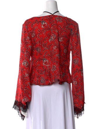 Cinq à Sept Silk Floral Print Crop Top