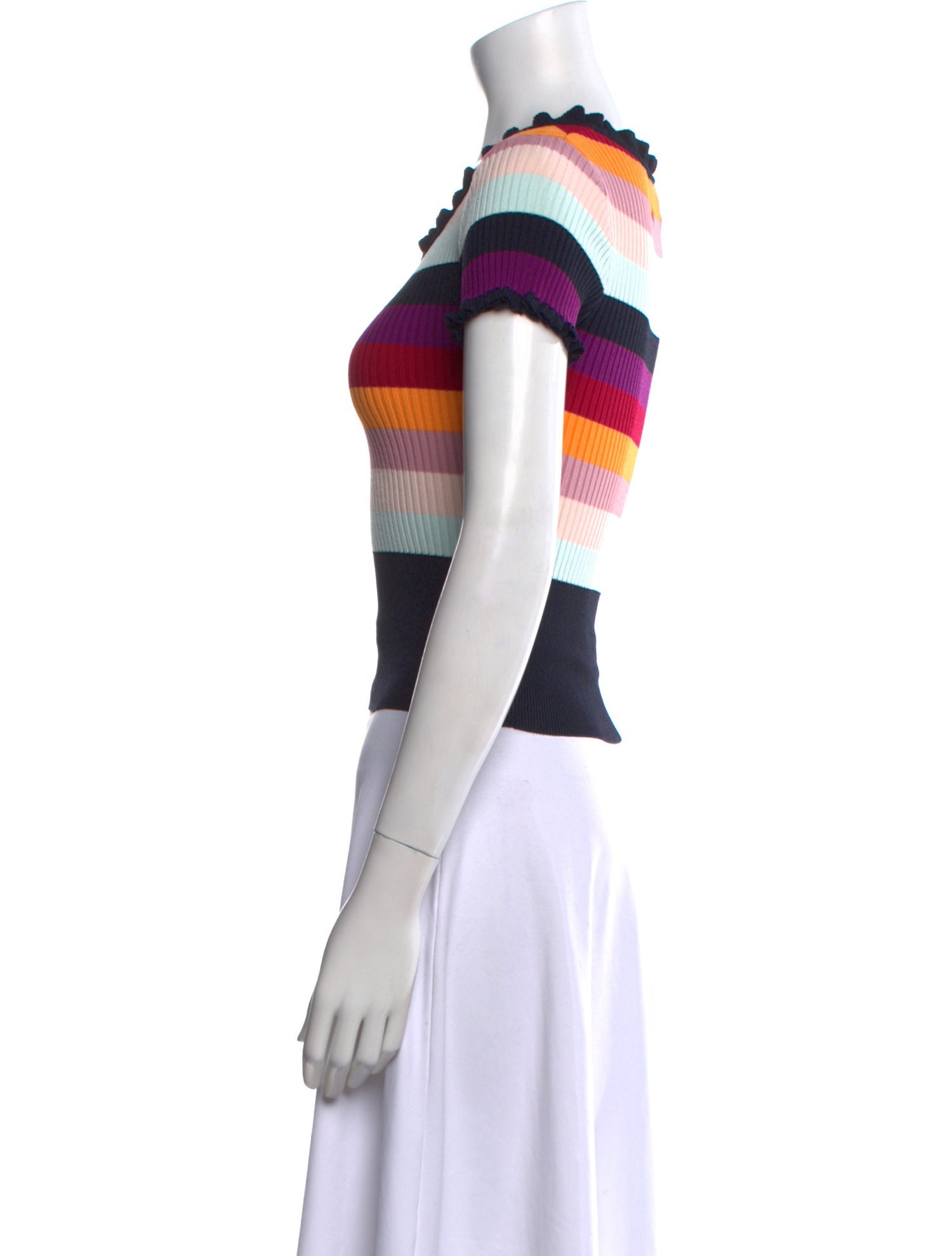 Cinq à Sept Striped Scoop Neck Crop Top