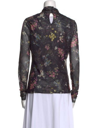 Cinq à Sept Floral Print Mock Neck Blouse