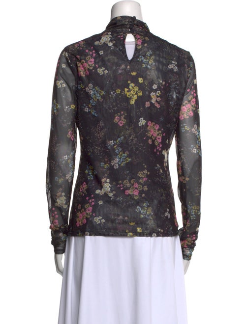 Cinq à Sept Floral Print Mock Neck Blouse