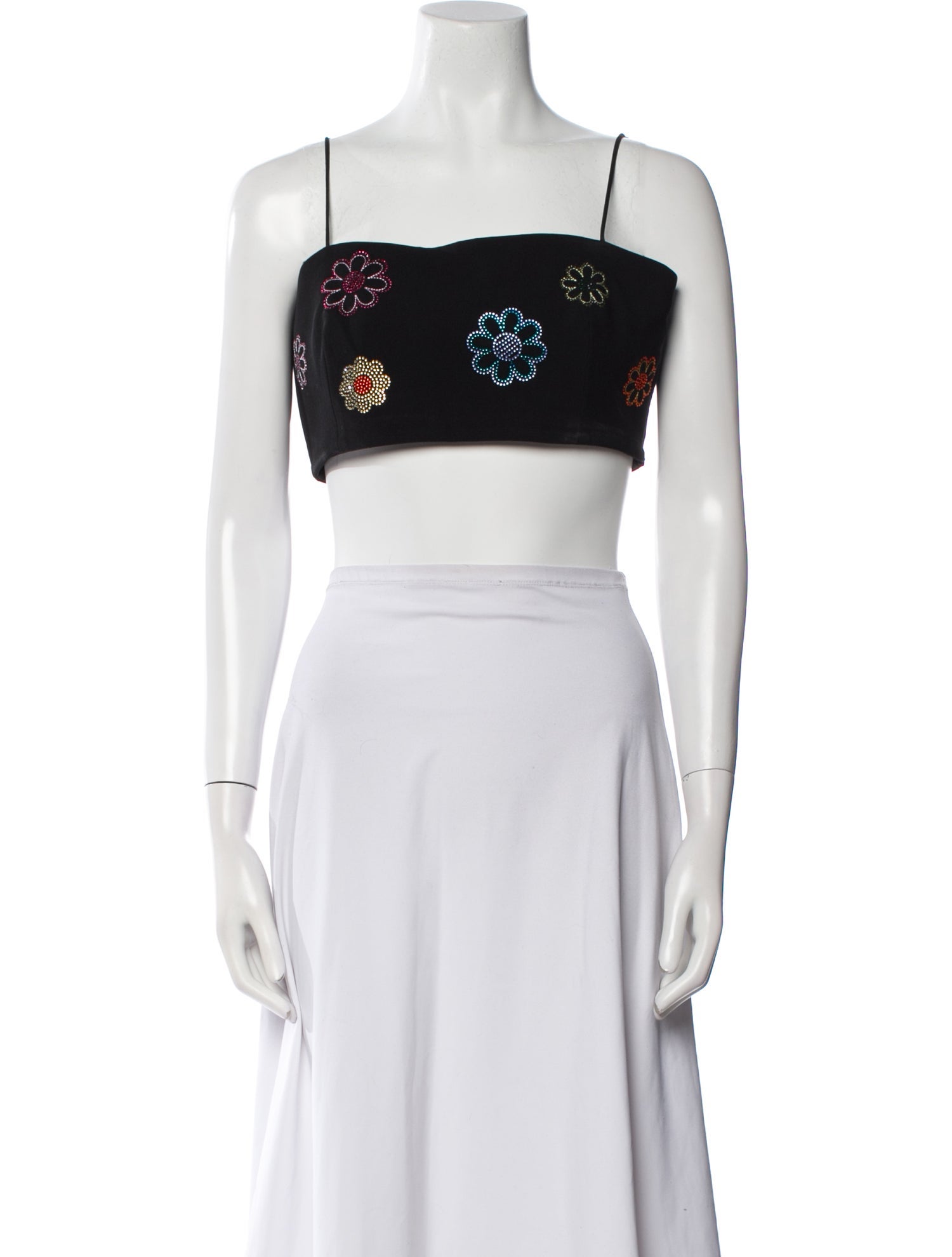 Cinq à Sept Printed Square Neckline Crop Top