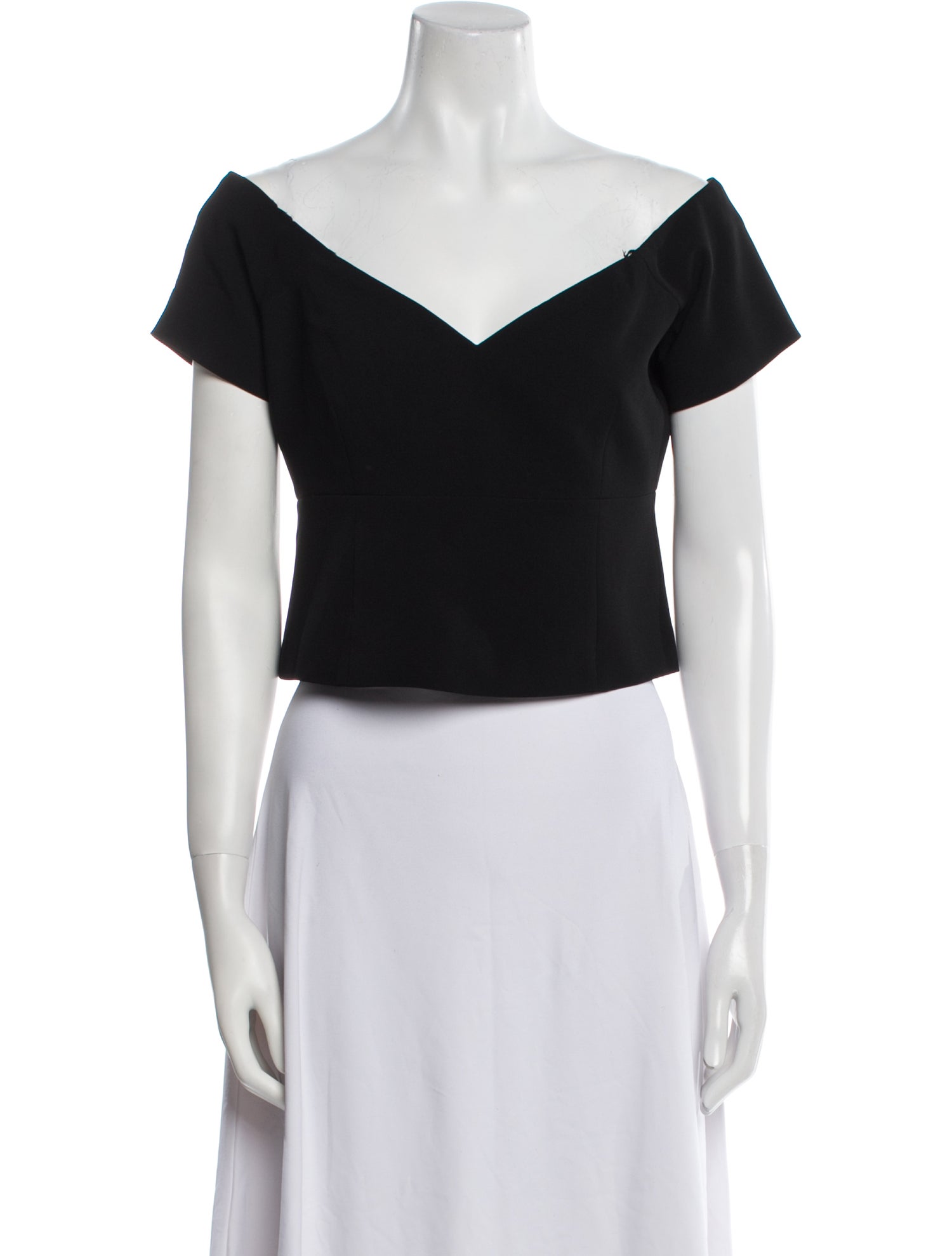 Cinq à Sept V-Neck Short Sleeve Crop Top