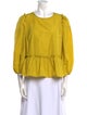 Cinq à Sept Crew Neck Three-Quarter Sleeve Blouse
