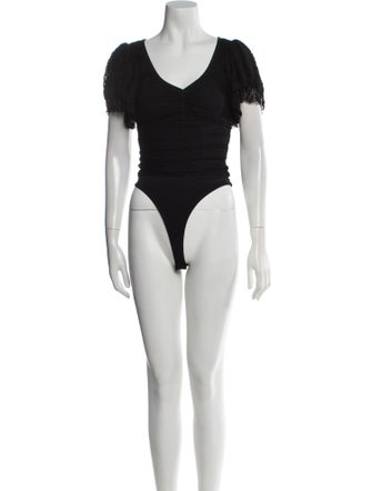 Cinq à Sept Nylon V-Neck Bodysuit