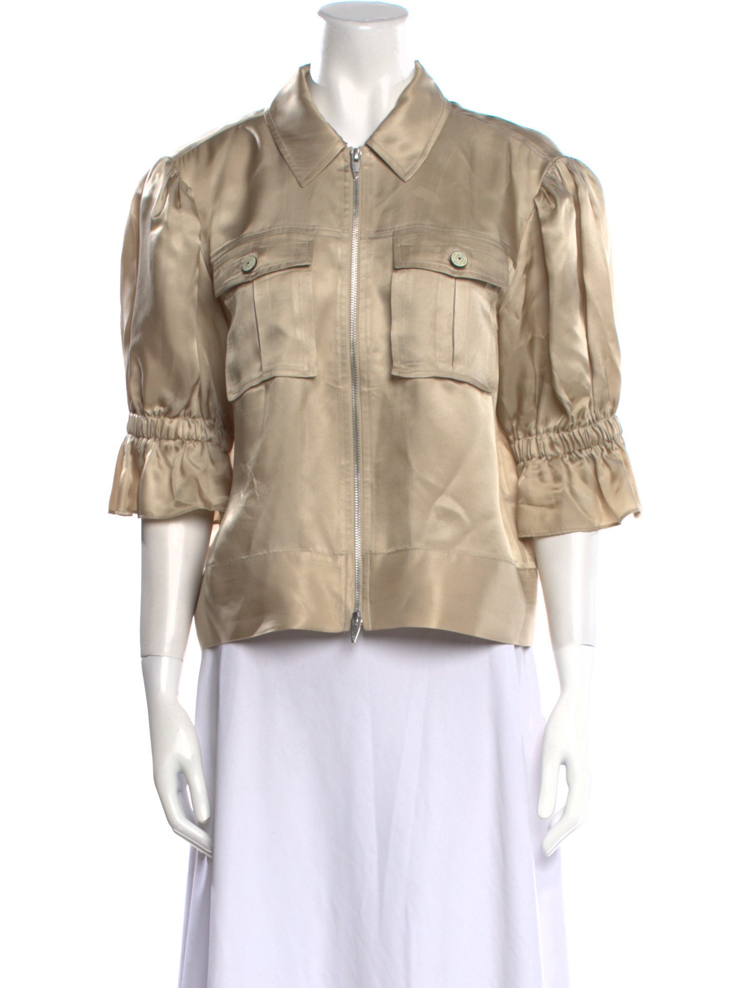 Cinq à Sept Three-Quarter Sleeve Button-Up Top