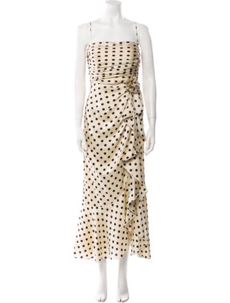 Cinq à Sept Polka Dot Print Long Dress