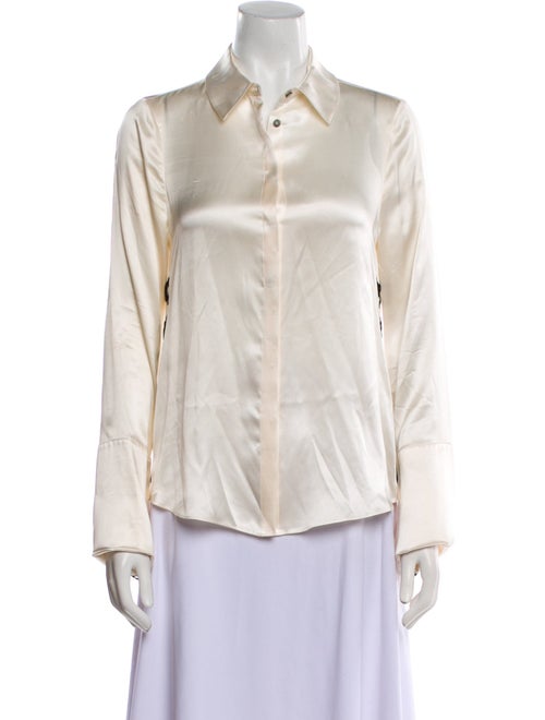Cinq à Sept Silk Long Sleeve Button-Up Top
