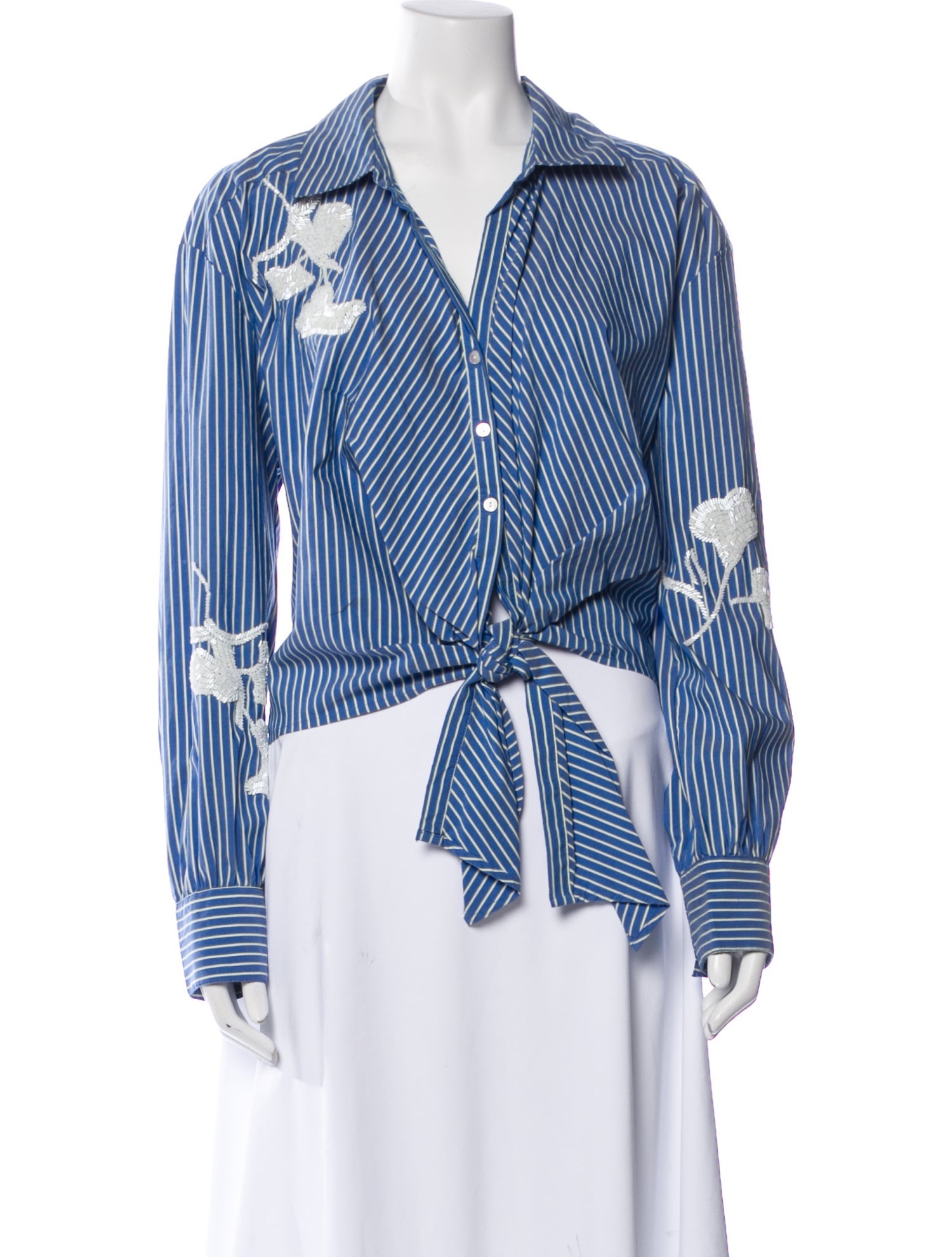 Cinq à Sept Striped Long Sleeve Button-Up Top w/ Tags