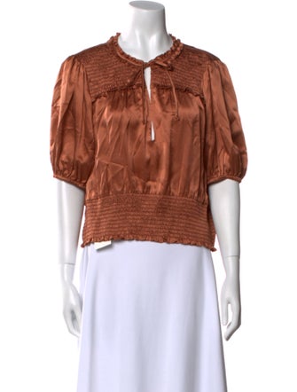 Cinq à Sept Silk Crew Neck Crop Top