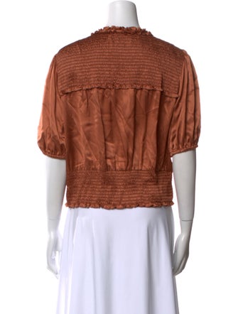 Cinq à Sept Silk Crew Neck Crop Top