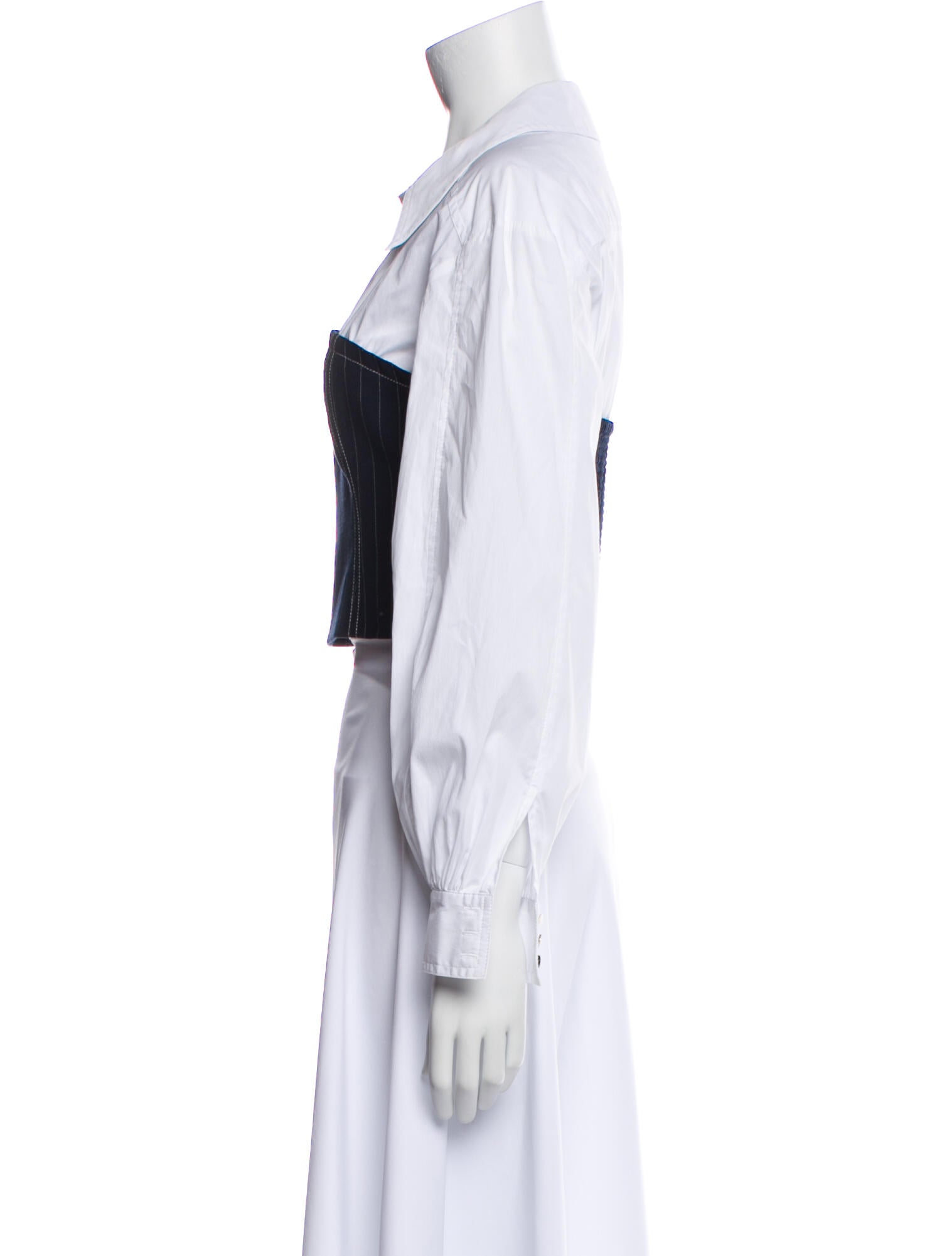 Cinq à Sept Striped Square Neckline Crop Top